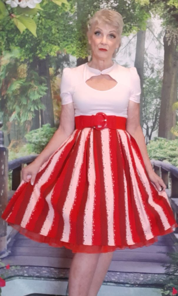 "Collectif"Red & Pink Swing Skirt