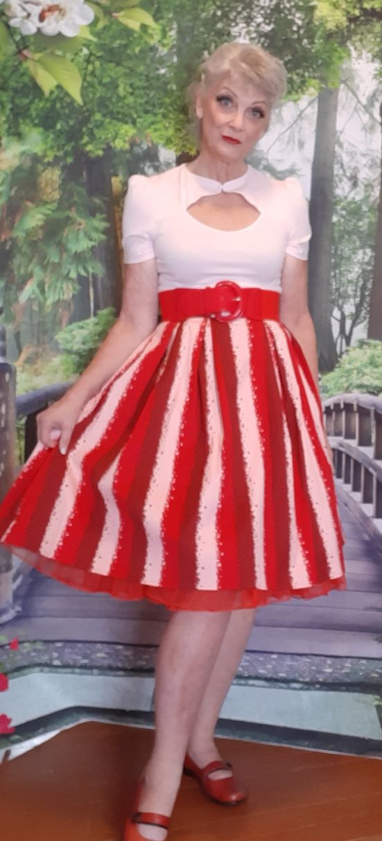 "Collectif"Red & Pink Swing Skirt