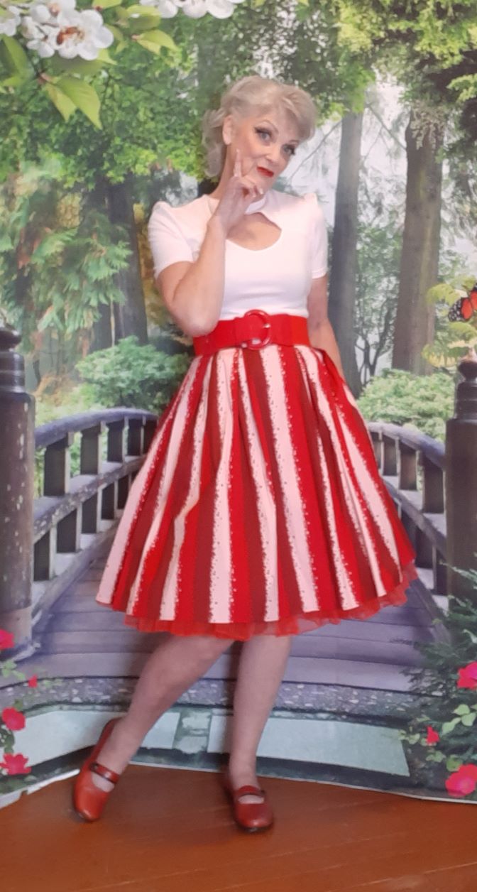 "Collectif"Red & Pink Swing Skirt