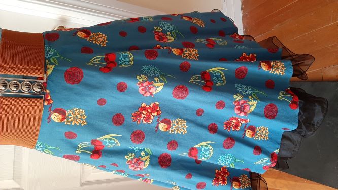 Blue Fruit/Cherry Swing Skirt