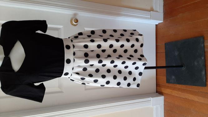 White Swing Skirt with Black Polka Dots