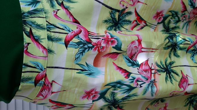 Green with Pink Flamingo Swing Skirt