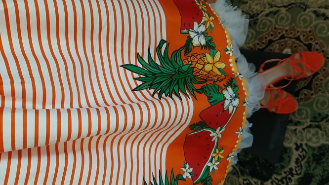 Tropical Fruit Bordered Swing Skirt