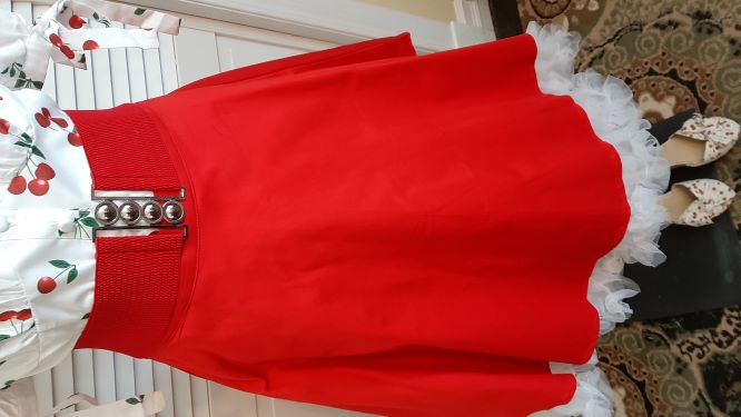 Red Solid Coloured Swing Skirt