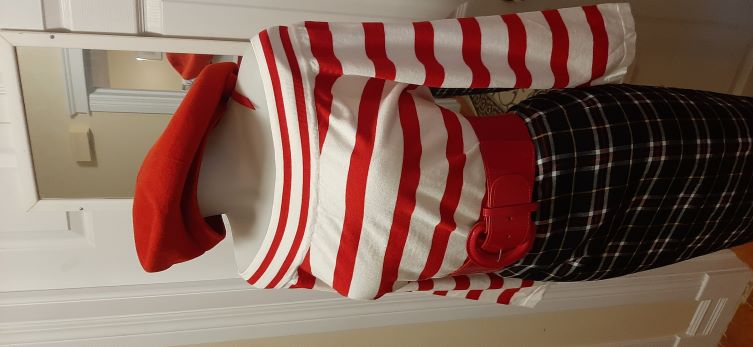 ONE OF's - "Banned Retro" 1950's Ahoi Red & White Stripped Knit Top