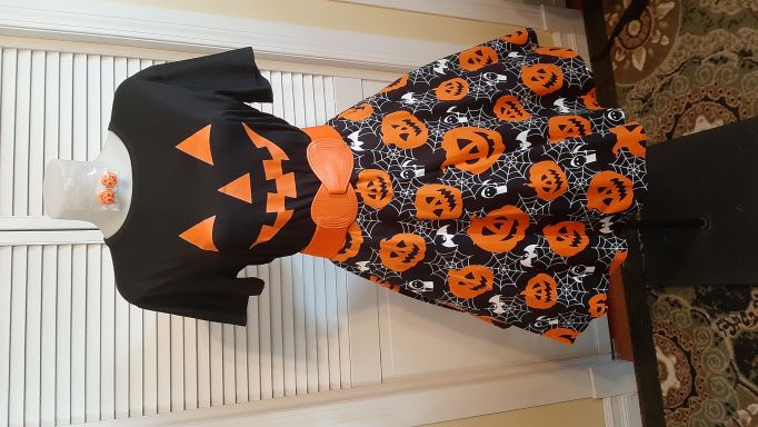 Black T-Shirt with Orange Pumpkin Face Front